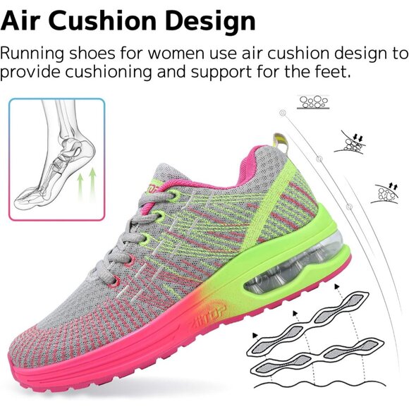 Brand New Women Grey Pink Rubber Running Shoes Air Cushion Mesh Sneakers 7 - Picture 5 of 7